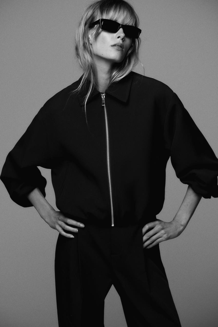 PUFF-SLEEVE BOMBER JACKET